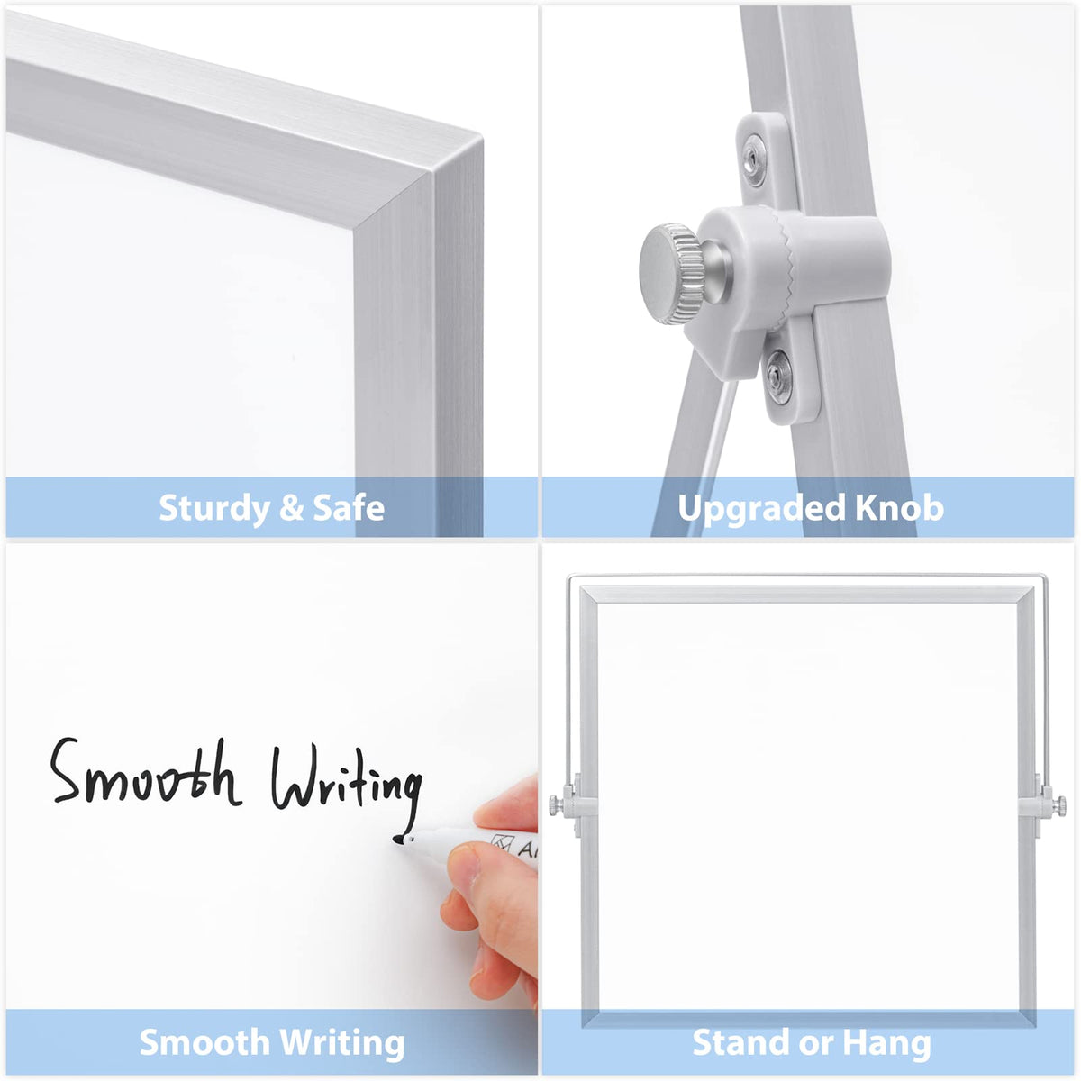 ARCOBIS Small WhiteBoard with Stand 10" X 10", Magnetic Double-Sided Dry Erase White Board Easel for Desk Students Home Office