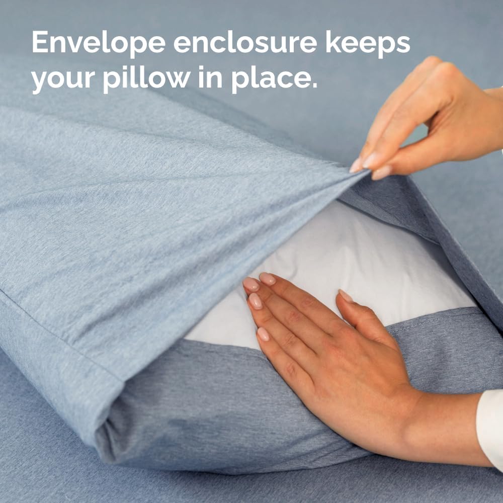Standard Pillow Cases Set of 2 | Ultra-Soft Hotel Quality Covers - Comfy, Wrinkle-Free & Stain Resistant - Heathered Blue