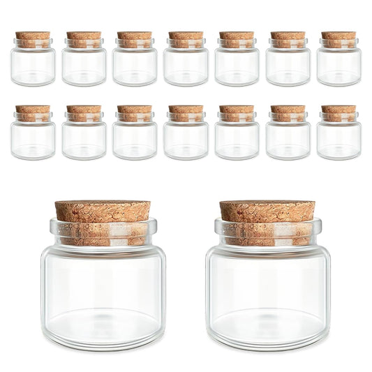 16-Pack 0.67 oz (20 ml) Glass Bottles with Cork Stoppers – for Spell Bottles, Spice Jars, DIY Party Favors, Travel Memories & Plant Propagation – Empty Recyclable Containers for Crafts, Kitchen,Décor