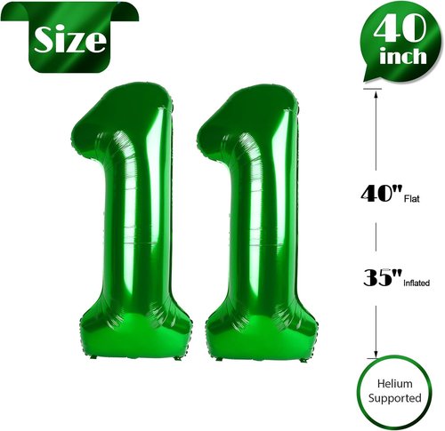Green Number 11 Balloon - 40 Inch 11th Birthday Decoration | Perfect for St. Patrick's Day Parties