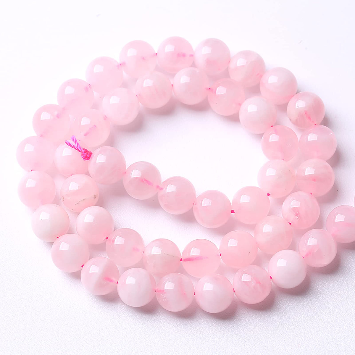 10MM 38PCS Natural Crystal Stone Madagascar Rose Quartz Gemstone Beads for Jewelry Making DIY Bracelet