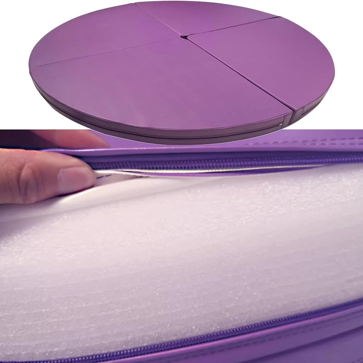 Purple Dance Pole with Static Function & Gymnastics Crash Mat - 3/5/10cm Thick Safety Landing Pad, PU Leather, Non-Slip Cover - 150cm/5ft/59in Size