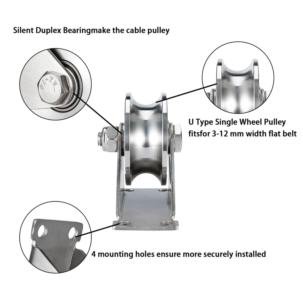 SHINICO Cable Pulley Wheel Stainless Steel, Duplex Bearings, Rope Pulley for Pulley System, Gym Equipment, Sliding Gate, 1 Pack