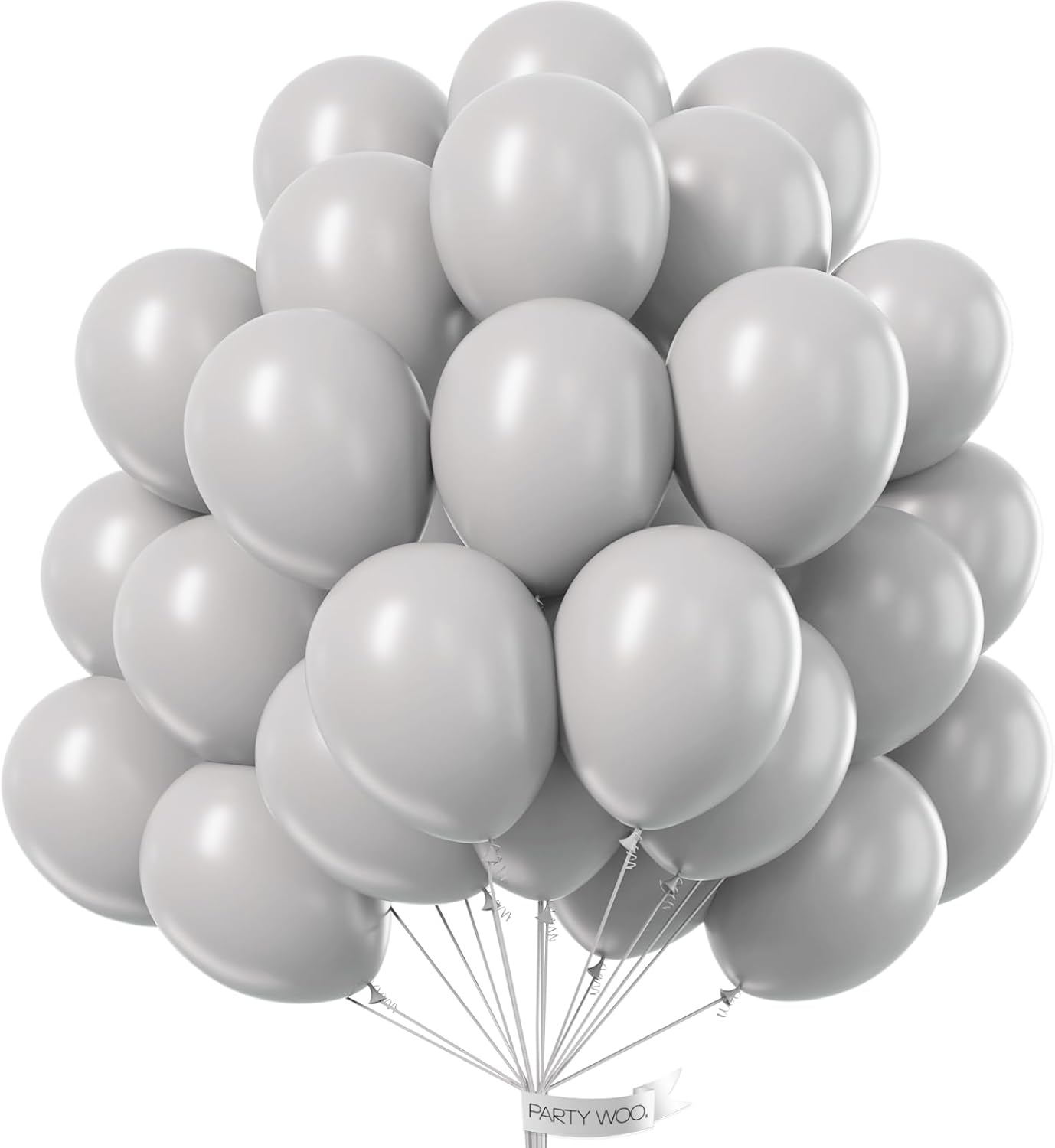 PartyWoo Gray Balloons - 50pcs 12 Inch Matte Gray Latex Helium Balloons for Celebrations