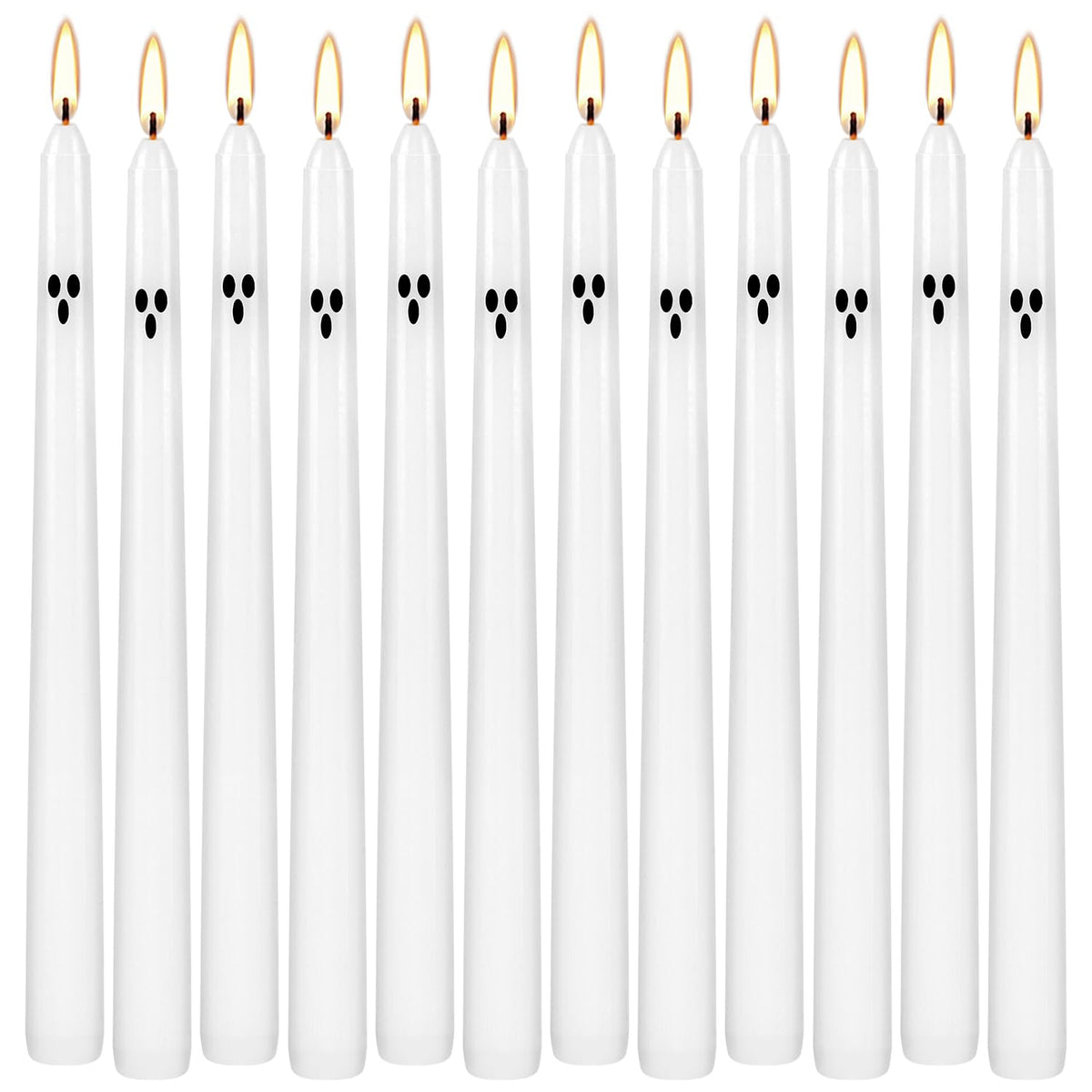 12pack 10inch Ghost Halloween Taper Candles-unscented White Spooky Candles Decorations Halloween Ghost Shaped Decor for Party Favor Home Table