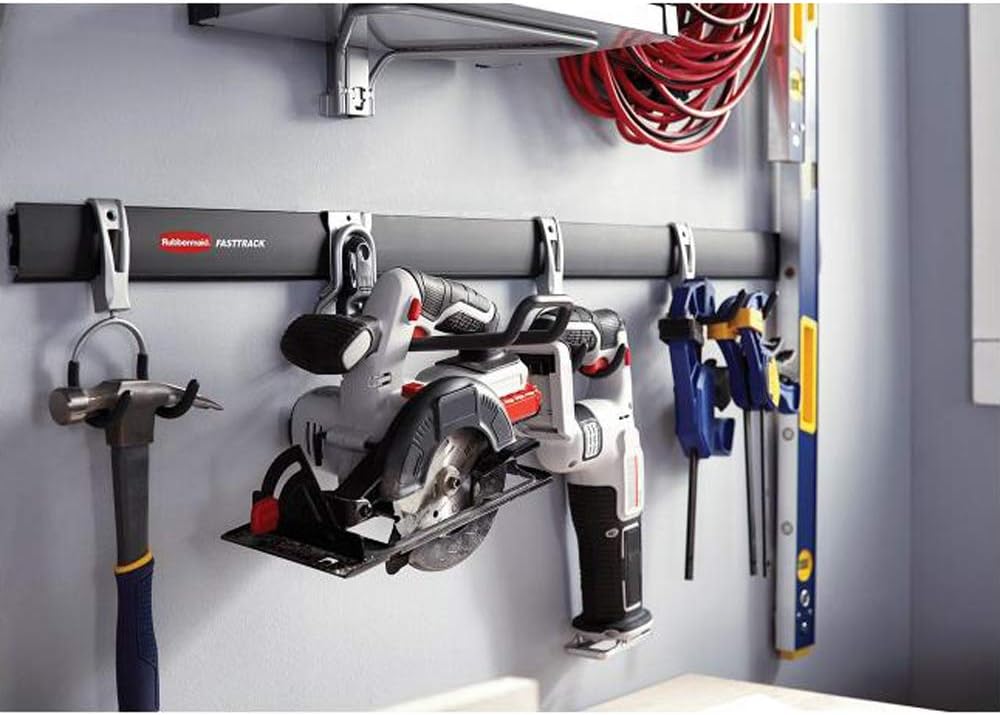 Rubbermaid Heavy-Duty Steel Wall Mounted Storage Rail - 48 Inch | 4 Pack for Home & Garage Organization