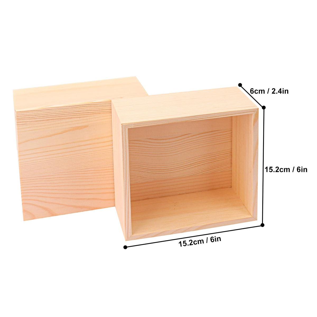 kukmakri 12 PCS Unfinished Wooden Boxes, 6 x 6 Inch Square Small Wooden Boxes, Rustic Wood Box for Display - Craft Organizer Container Wood Box for Storage, Home Decor, and DIY Crafts