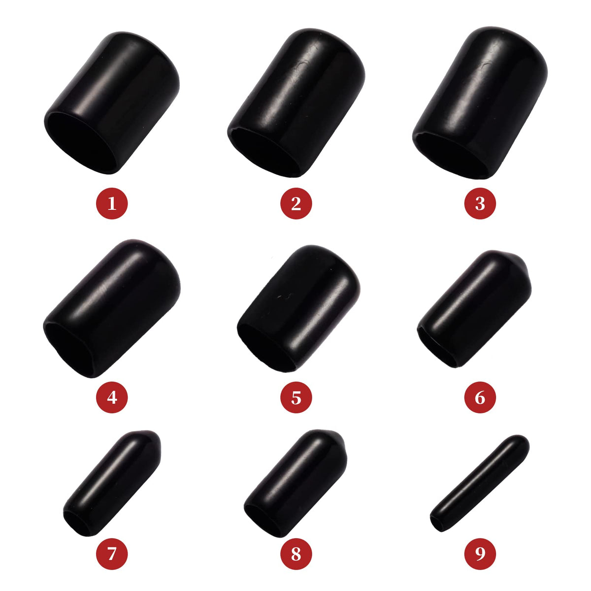 Aleric 163pcs Rubber End Caps,Round Bolt Covers Caps,Vinyl End Cap Screw Thread Protectors,Rubber Screw Cover Bolt Cap for Metal Tube Rod Bolt in Size 2mm 3mm 4.5mm 6mm 7mm 8mm 9mm 12mm 20mm(Black)