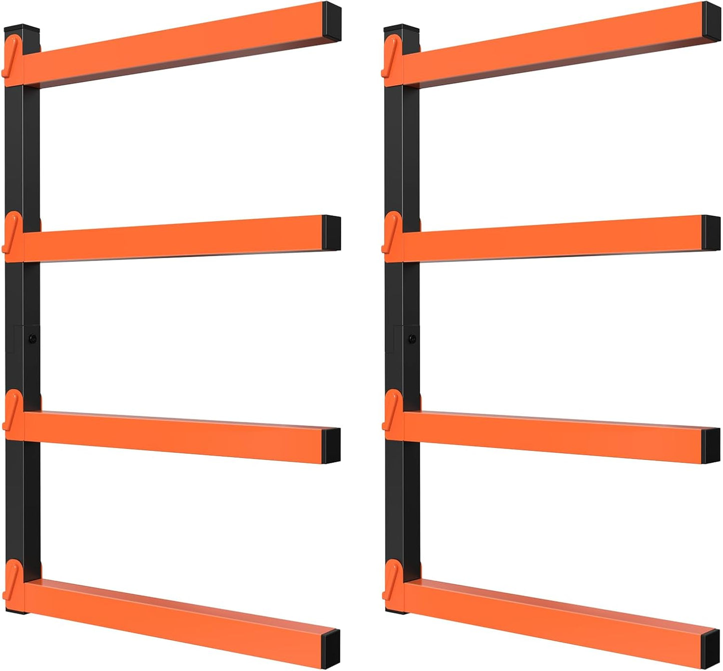 NANANARDOSO Wall Mount Wood Organizer - Heavy Duty Metal Shelf with 4 Levels | 2-Pack Lumber Storage Racks