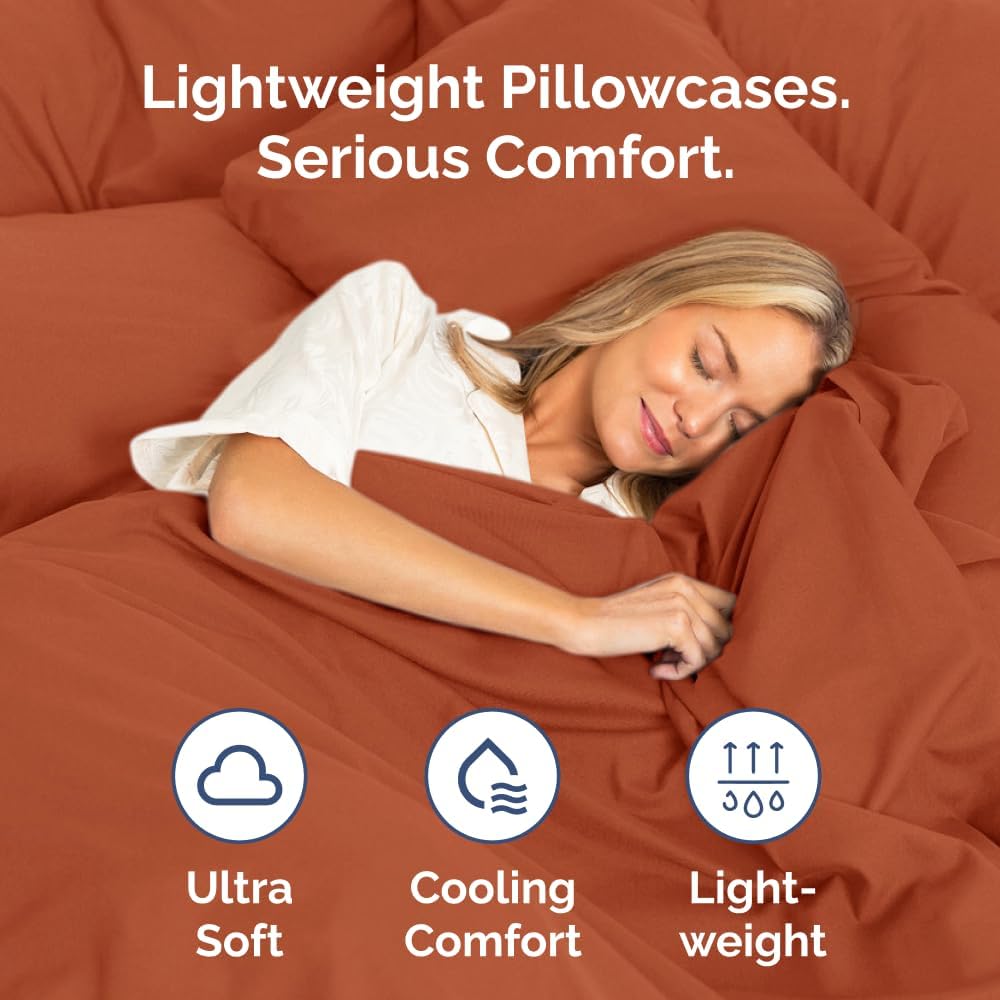 Skiennix Body Pillowcases Set of 4 | Soft & Breathable 20x54 Long Pillow Covers - Comfy, Fade-Free, Machine Washable (Terracotta)