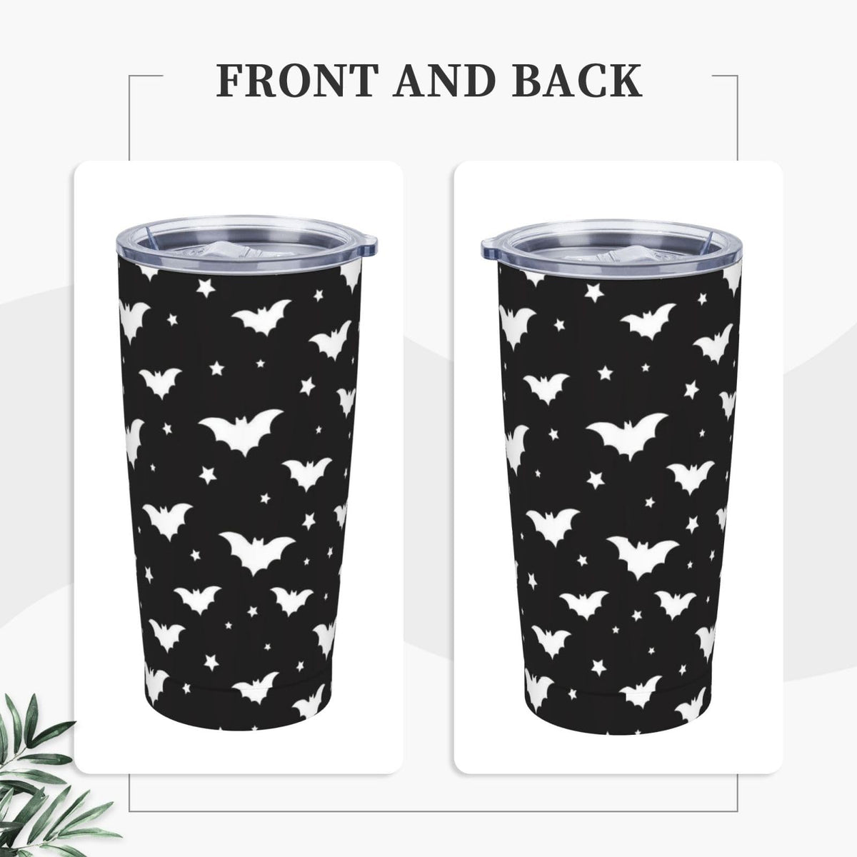 TOUNHEYA Halloween Bats Tumbler with Lid and Straw Gothic 20oz Insulated Stainless Steel Cup Spooky Travel Coffee Mug Water Bottle for Women Gift for Birthday Christmas