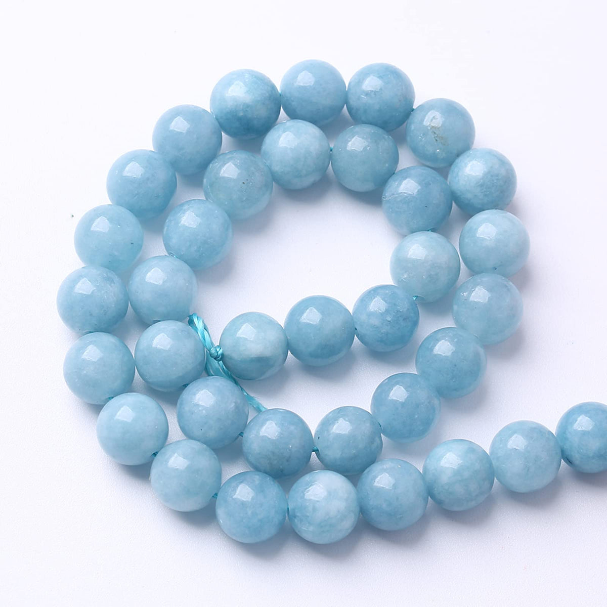 75PCS 10MM Blue Aquamarine Jade Loose Beads for Jewelry Making DIY Bracelet 2 Strands