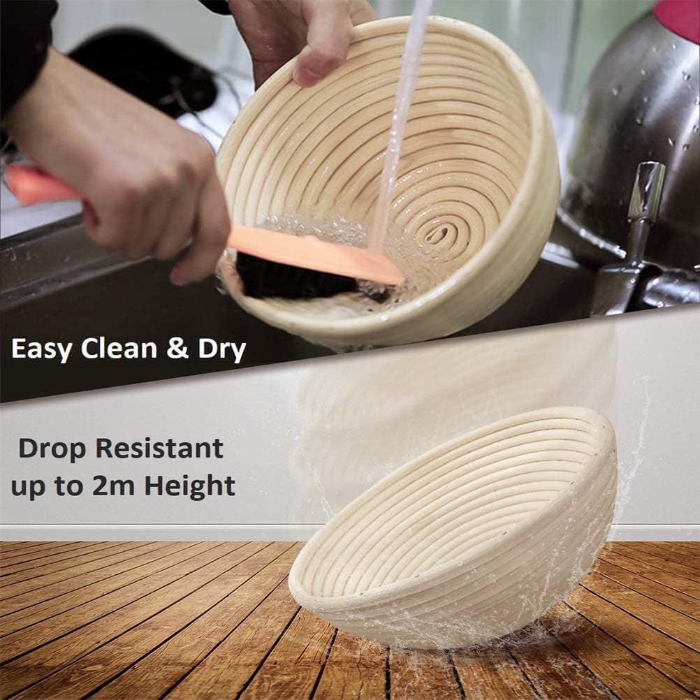 Banneton Bread Proofing Basket - 10-Inch Oval Set of 2 with Liner for Artisan Sourdough Baking