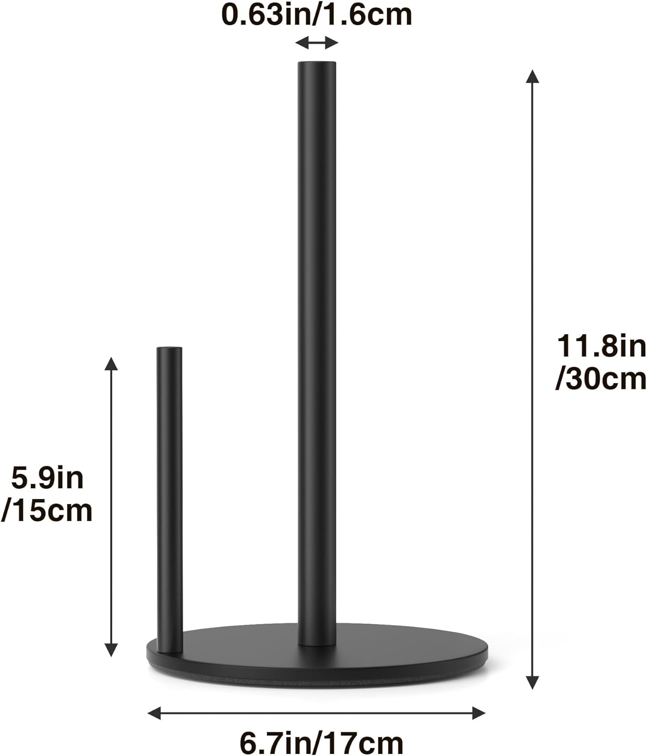 Premium Stainless Steel Paper Towel Holder by [Brand Name] - Stylish Black Countertop Dispenser with Weighted Base