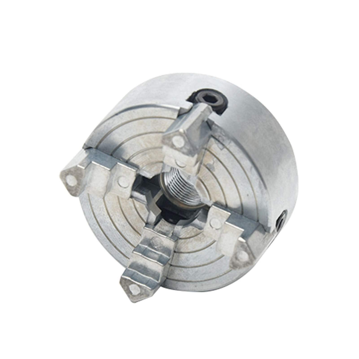 Z011 4-Jaw Lathe Chuck, Mini Lathe Chuck with Connecting Rod and Wrench, Self Centering Wood Turning Chucks, Power Lathes Accessory