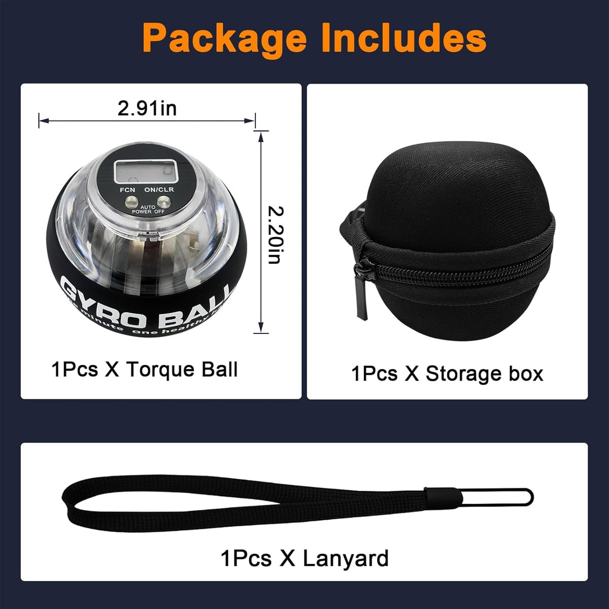Torque Ball with Counter - Wrist Power Gyro Ball for Forearm Strengthener, Grip Strength Trainer, Hand Strengthening Exerciser, Wrist Trainer Balls with Auto-Start LED Lights (Black)