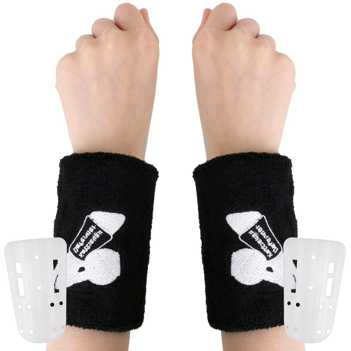 Kettlebell Wrist Guards with Built-in PP Hard Plate for Impact Protection, Moisture-Wicking Cotton Sweatbands for Heavy Lifting & HIIT, Zero Setup Large Fit for Thicker Wrists & Users Over 220 lbs