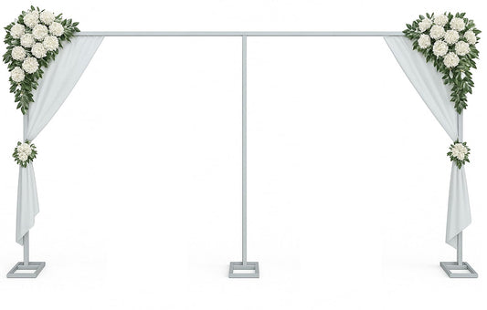 Rzjoke 10x20ft Backdrop Stand Heavy Duty Pipe and Drape Backdrop Stand for Parties, Adjustable Pipe Kit Curtain Frame Stand for Photography Background Support,Wedding Arch Metal Frame (Silver)