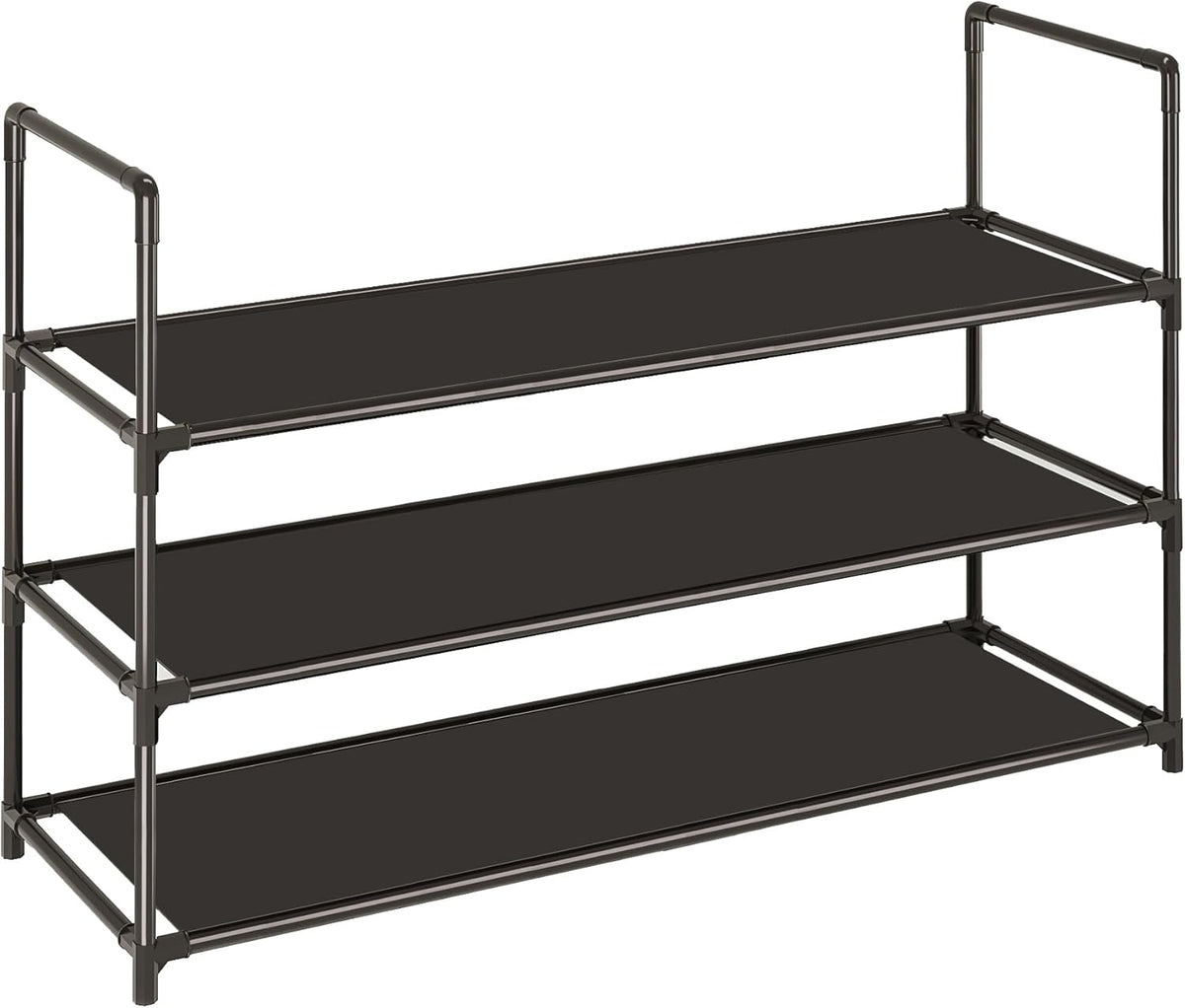 Sturdy 3-Tier Stackable Shoe Rack by [Brand Name] - Durable Organizer for 10-12 Pairs | Black