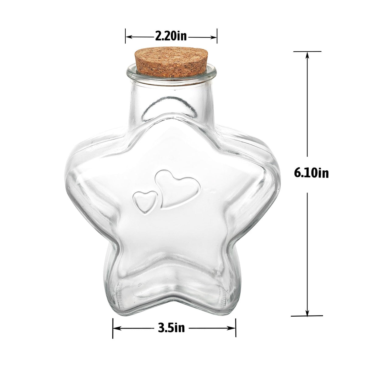 WHJY 29oz Star Shaped Glass Jar with Cork Lid for Home Decor and DIY Craft