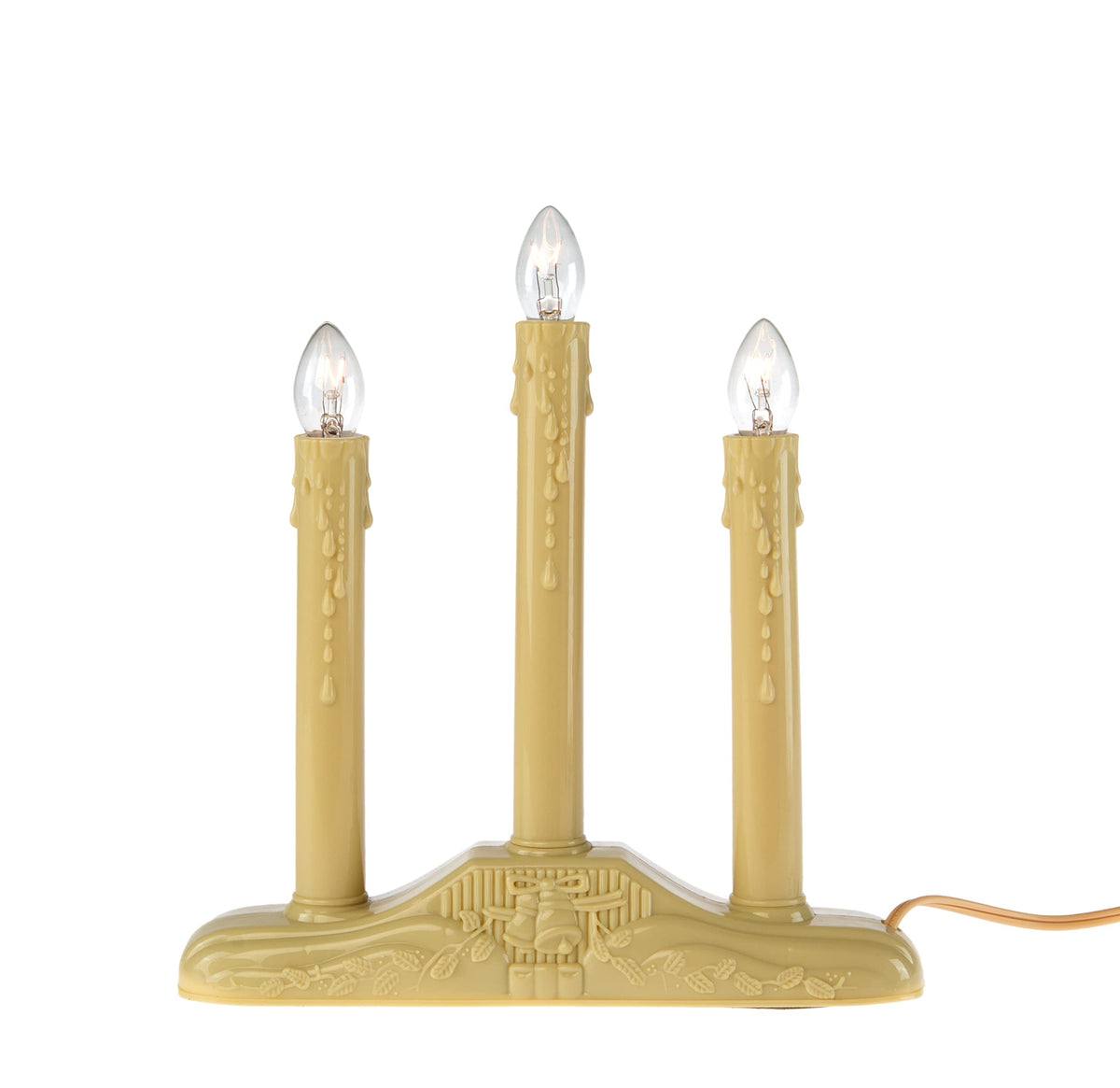 Creative Hobbies 3 Light Electric Candolier Indoor Christmas Candle Lamp, Ivory Plastic with Clear C7 Incandescent Light Bulbs