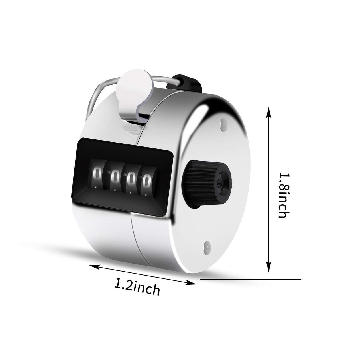 Eliamo 12 Pack Metal Hand Tally Counter 4-Digit Lap Counter Clicker, Manual Mechanical Handheld Pitch Click Counter with Finger Ring for School Golf & Knitting Row Croche, Silver