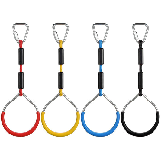 PELLOR 4-Pack Colorful Ninja Rings -Gymnastic Rings, Ninja Slackline Obstacle Course Accessories, Backyard Playground Training Equipment Play Set for Kids Adult