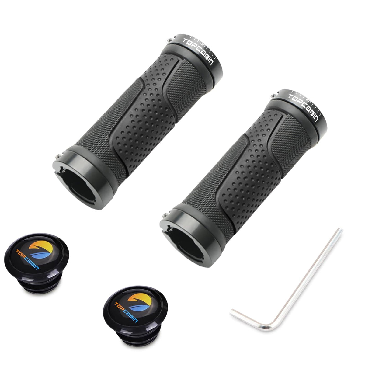TOPCABIN Bike Handlebar Grips,Short Mini Bicycle Handlebar Grips Two-Color Rubber Bike Grips Fit Many Standard Bikes 2PCS 90MM Length (Aluminum Double Lock(Black90mm))