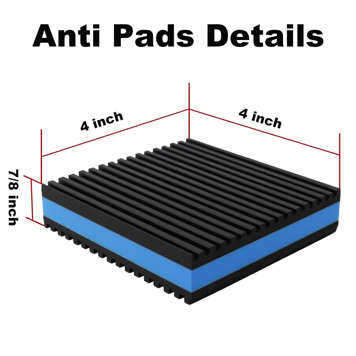 Heavy Duty Anti Vibration Pads - 3DSKY Mechanical Vibration Damping Pads 4"x 4" x 7/8" EVA Sound Isolation Mats for Air Conditioner, Compressors, HVAC, Washer Dryer, Treadmill (4 Pack)