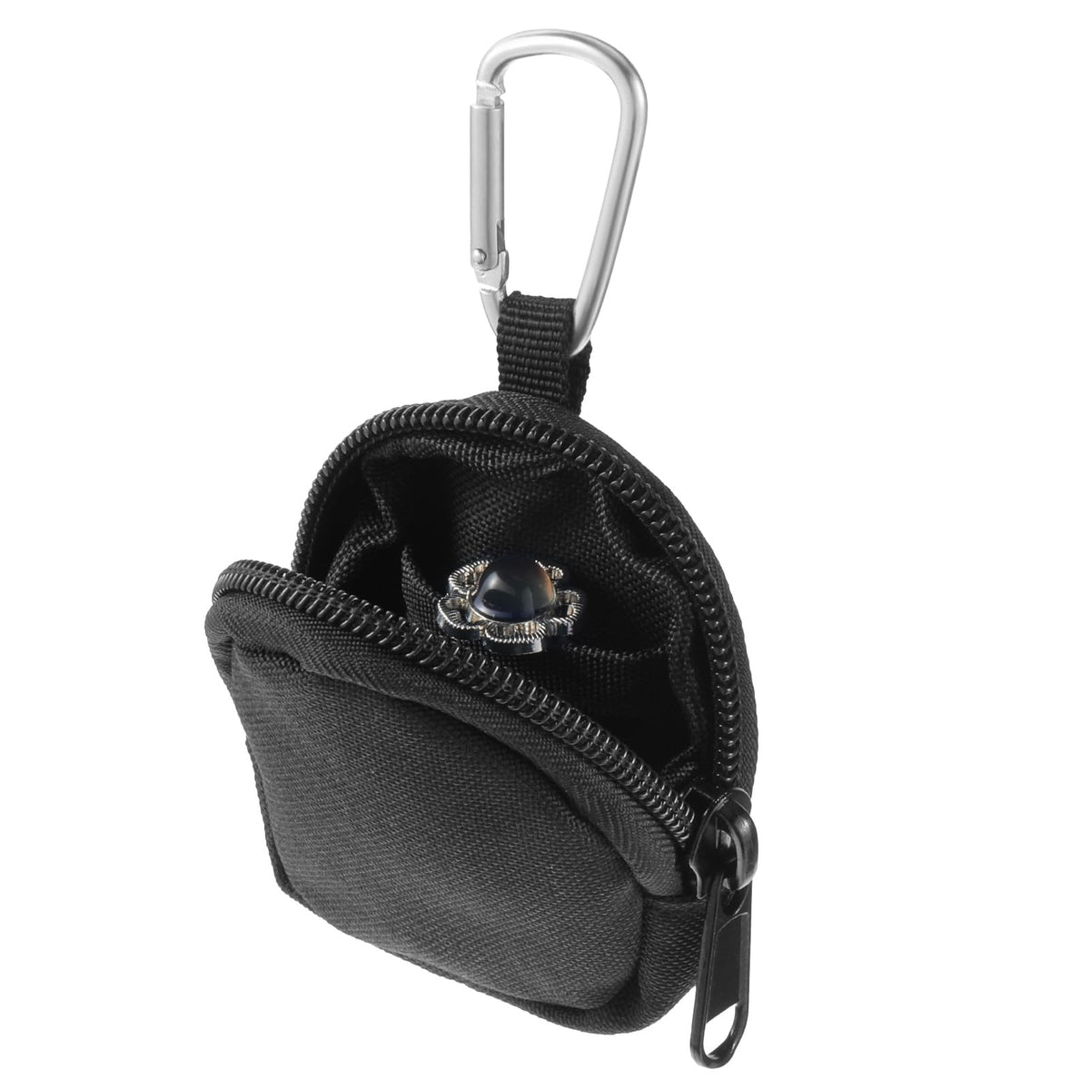 Nogeqi Ring Holder Keychain,Travel Ring Holder,Jewelry Holders for Sports Bag,Keychain Pouch with Metal Lock,Nylon Travel Jewelry Bag for Anti-Lost Keys,Coins(Black)