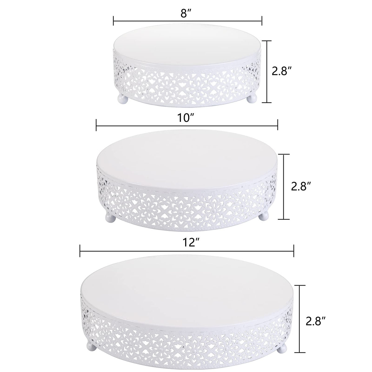 Hedume Set of 3 Cake Stand, Dessert Display Cupcake Stands, Round Metal Cake Stands, Cupcake Pastry Candy Display Plate for Wedding, Event, Birthday Party