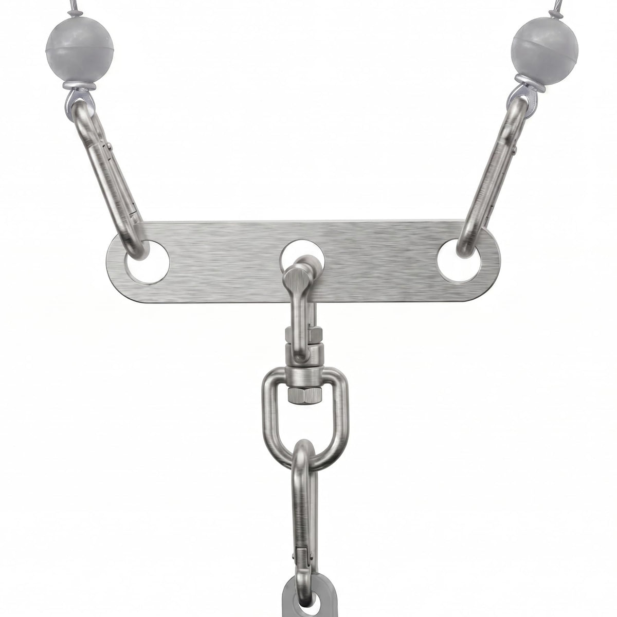 Stainless Steel Double to Single Pulley Adaptor Plate with Swivel for Cable Machine – Fitness Dual Pulley Connector with 3 Carabiners for LAT Pulldown, Triceps Pushdown, and T Bar Row Accessories
