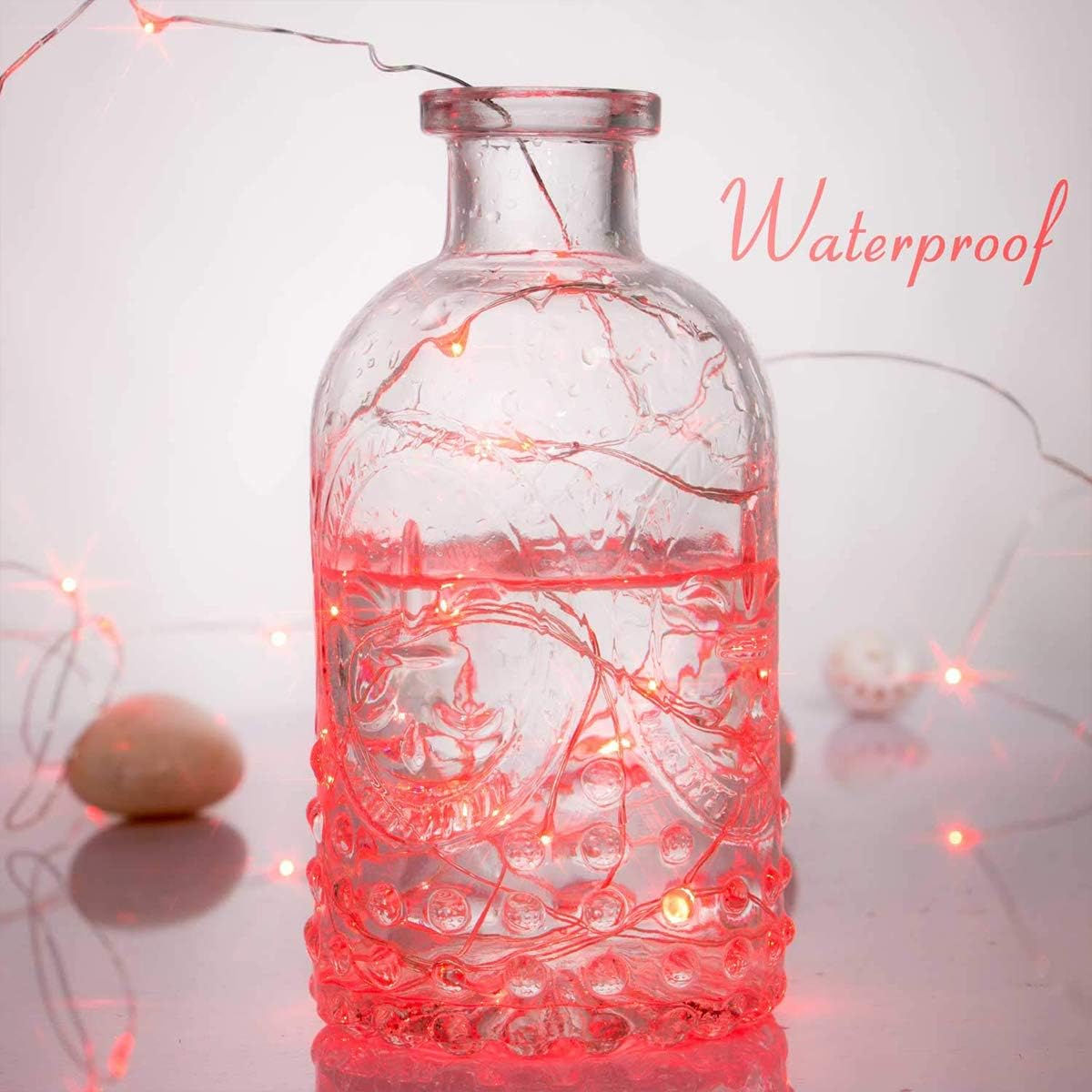 Ariceleo LED Fairy Lights - Battery Operated Copper Wire String Lights | 5m/16ft Red for Bedroom, Parties, Weddings