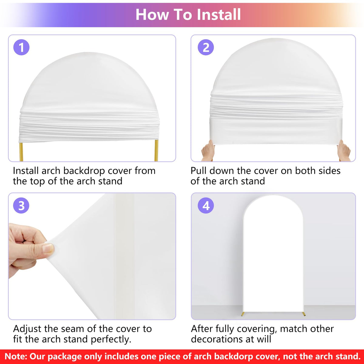 7.2FT Arch Backdrop Cover, Wedding Arch Cover Spandex Fitted Stretchy Background Stand, 2-Sided White Backdrop for Birthday Party Decorations Ceremony Baby Shower Banquet Christmas