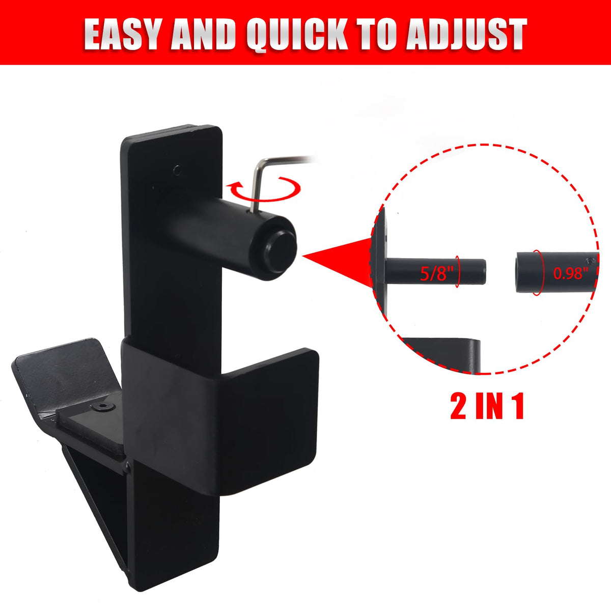 ZUKAM J-Hook Barbell Spotter Arm for 2" x 2" Tube Power Cage with 1" or 5/8" Hole, Dip Bar for Squat Rack,Heavy Duty Bottom Reinforced Premium Steel with 1000 LBS Capacity