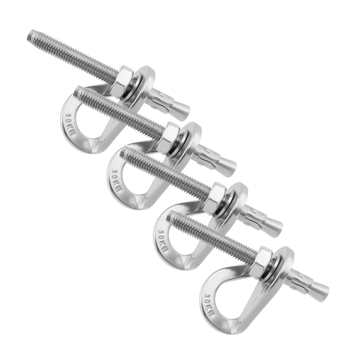 HEVSTIL 4-Pack Bolt Hanger for Climbing – 30kN Stainless Steel Rock Anchor Hanger for 10mm (3/8") Bolts for Rock Climbing, Mountaineering