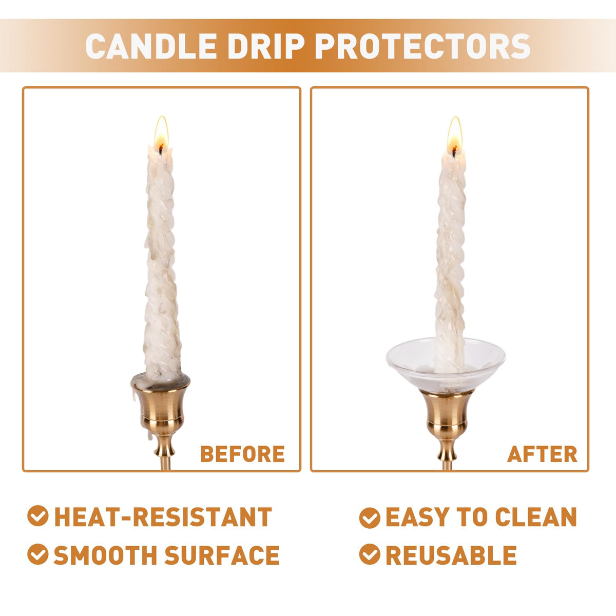 12Pcs Glass Bobeches for Candlestick Holders，Candle Drip Protectors Rings for Tapers, Clear Glass Rings Taper Candles Wax Catcher for Wedding Party Church Home, Accessories