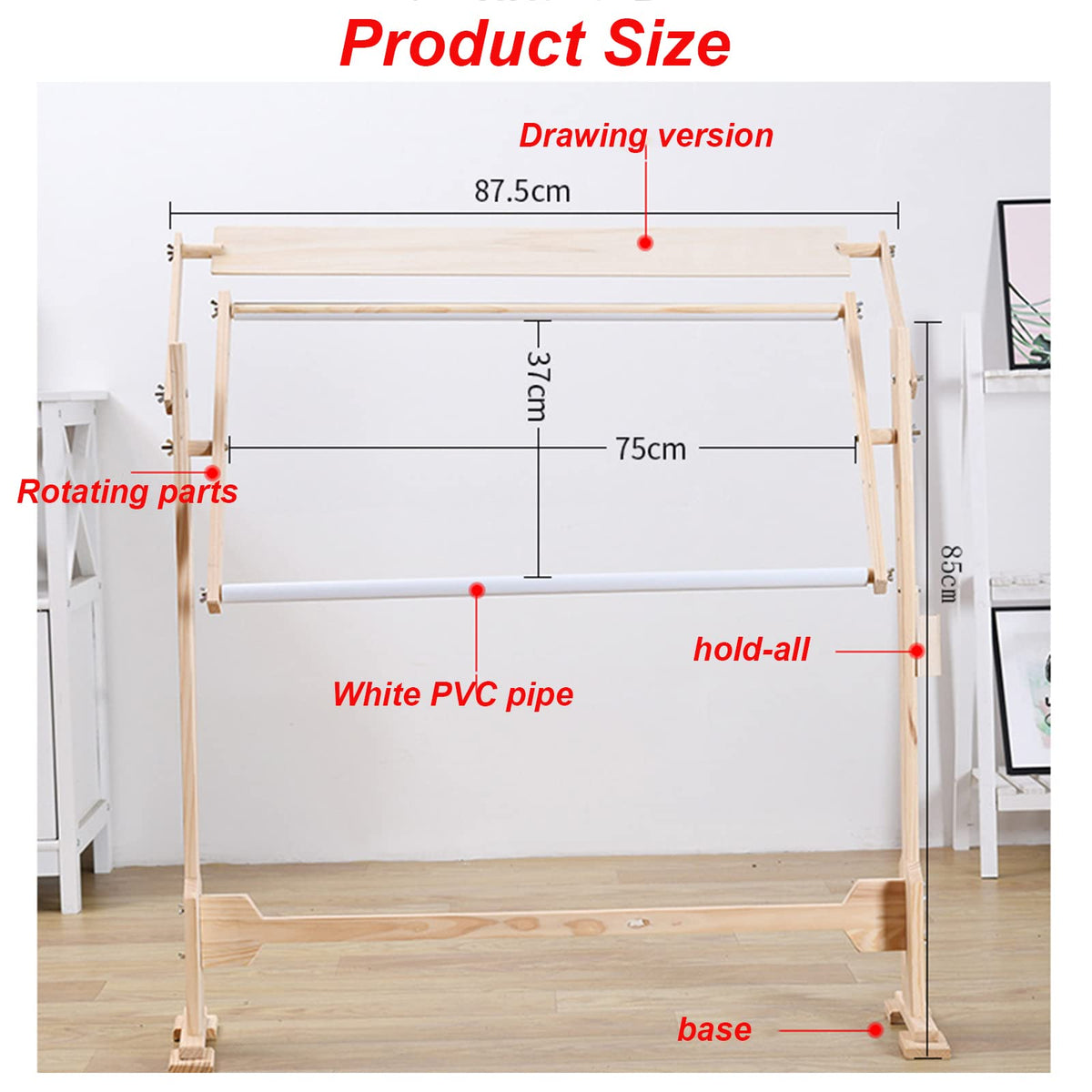 Embroidery Hoops Stand, 360 Degree Adjustable Embroidery Stand,Cross Stitch Frame Stand,Wooden Frame Cross Stitch Floor Stand for Cross Stitch Needlework Art Craft Sewing