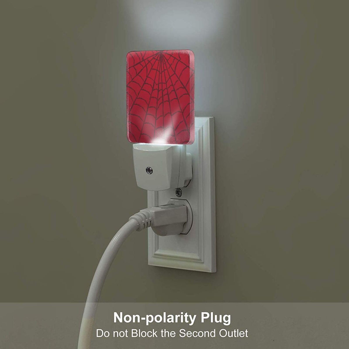 FSHVQKD Red Spider Web Night Light,Plug Into Wall Decor for Stairway,Hallway,Kitchen,Dusk to Dawn Sensor Nightlights for Boys/Girls/Women/Men Room Gifts
