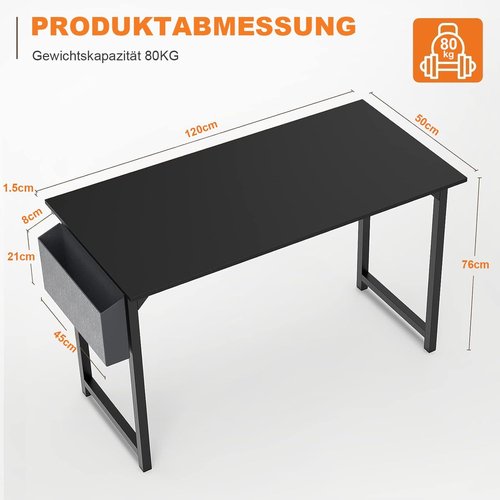 DUMOS Computer Desk - Stylish Wooden Office Table with Headphone Holder & Storage Bag | Compact Design for Home Office