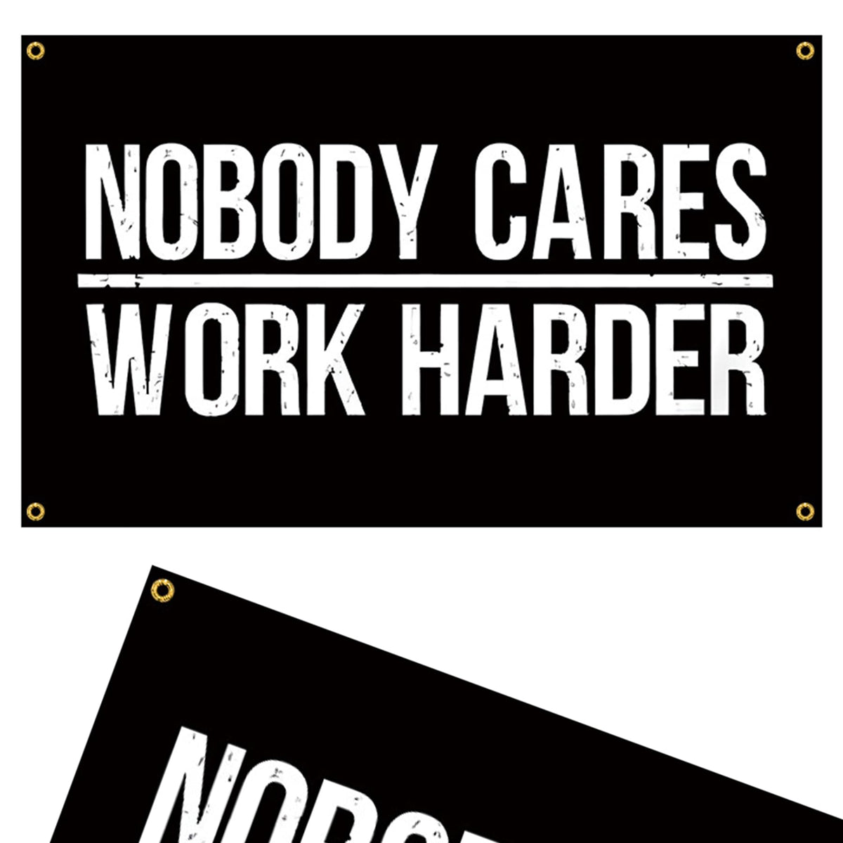CoguZed 3x5 Feet Nobody Cares Work Harder Flag, Motivational Gym Flag Banner with 4 Brass Grommets, Gym Poster Sign for Home Gym, Fitness Workout Wall Decor for Men Women