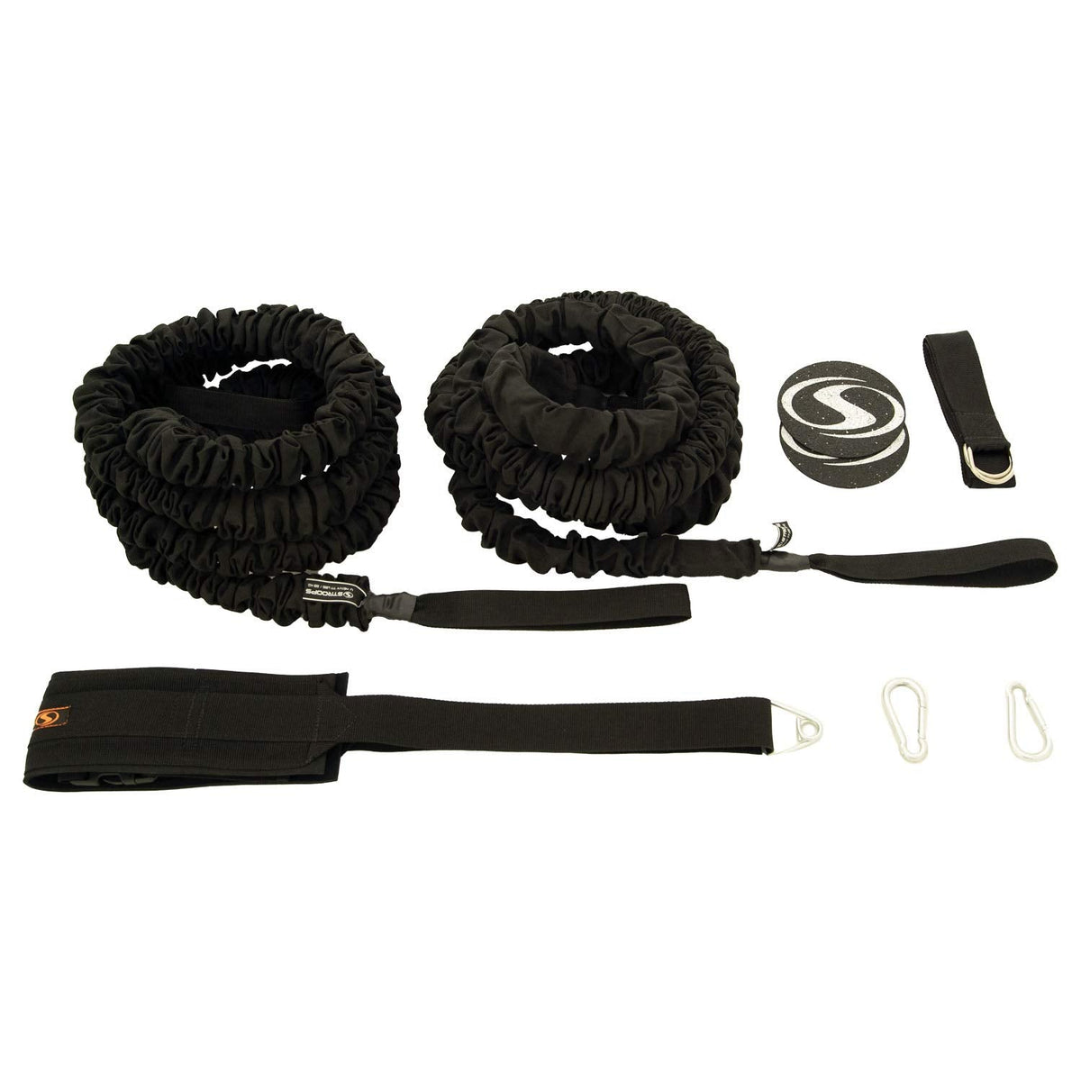 Stroops Son of The Beast Resistance Bands Battle Ropes Set | Elastic Training Rope with Power Pull Belt, Anchors, Carabiners & Agility Dots for Full Body Training | 77Lbs, Pro Kit - Black