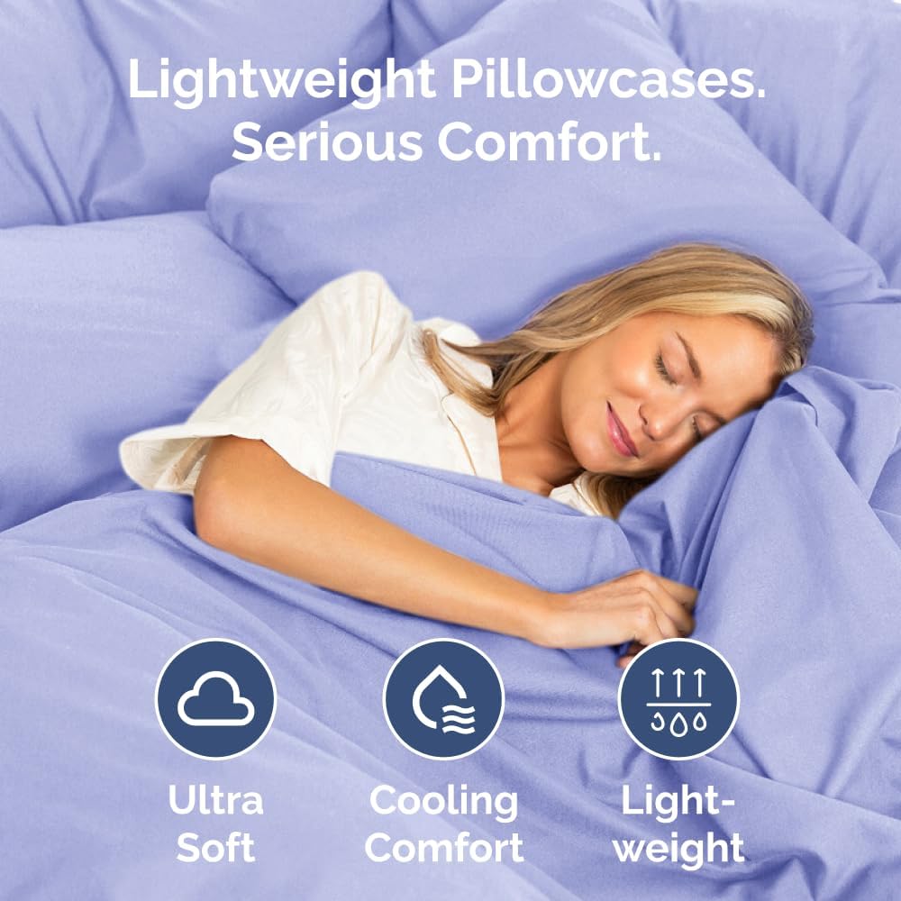 Skiennix Body Pillowcases Set of 2 | Soft Lavender 20x54 Long Pillow Covers for Side Sleepers - Wrinkle & Fade Resistant, Machine Washable