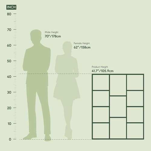 Furinno LUDER Bookshelf - 11-Cube Reversible Bookcase in Sage Green | Easy Assembly for Home & Office
