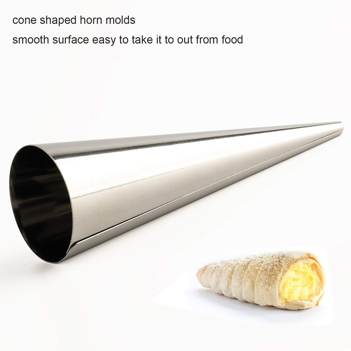 Skiennix Stainless Steel Cream Horn Molds - Perfect for Cannoli & Croissant Baking | Set of 4