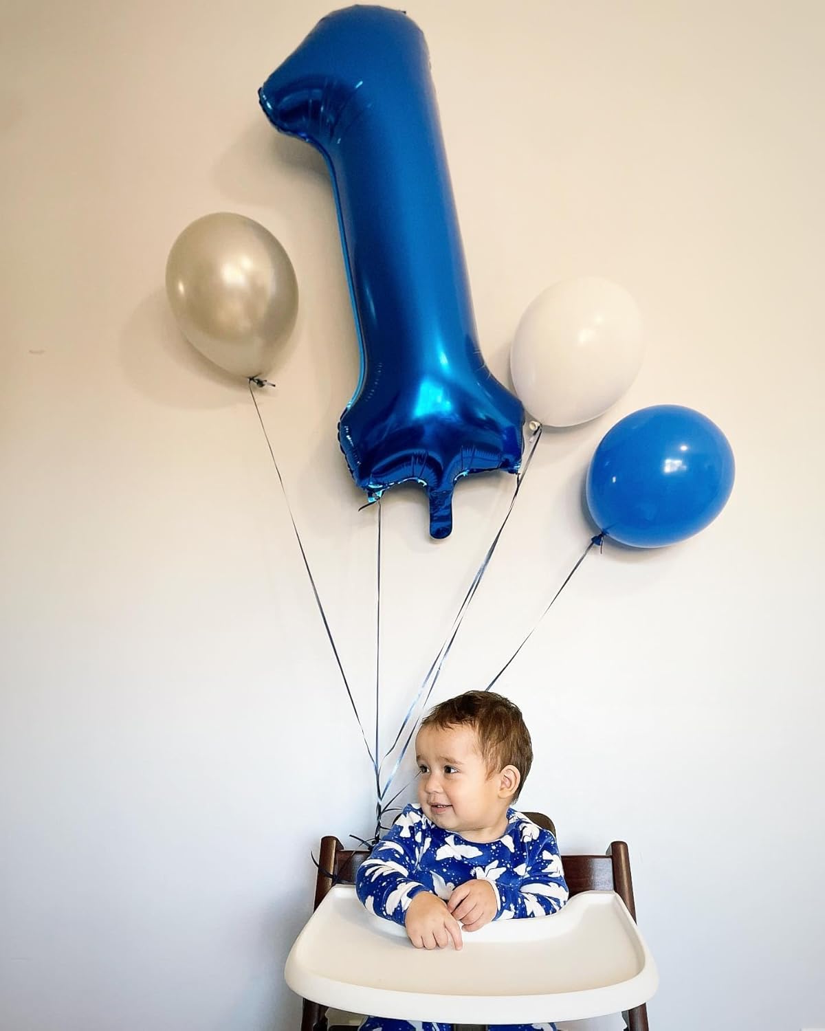 Metallic Blue Number 1 Balloon - 40 Inch First Birthday Decoration for Boys & Girls