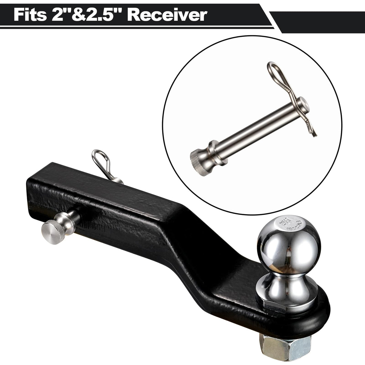 TOPSHINE Stainless Steel Trailer Hitch Pin and Clip, 5/8 Inch Diameter, Fits 2"&2.5" Receiver (1 Pack)