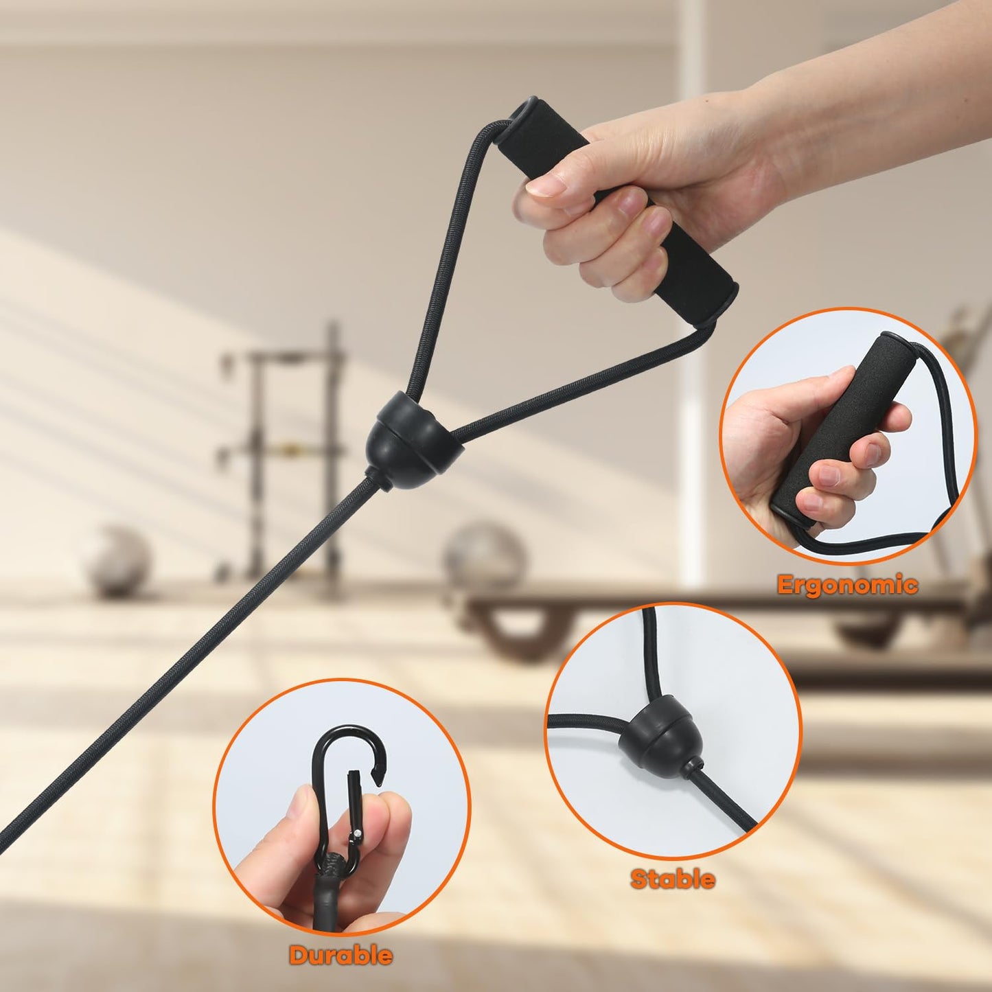 ONIPAX 1 Pair Stepper Resistance Bands with Handles & Connecting Strap – Workout & Exercise Bands for Strength Training, Muscle Toning, Home Gym Fitness Equipment