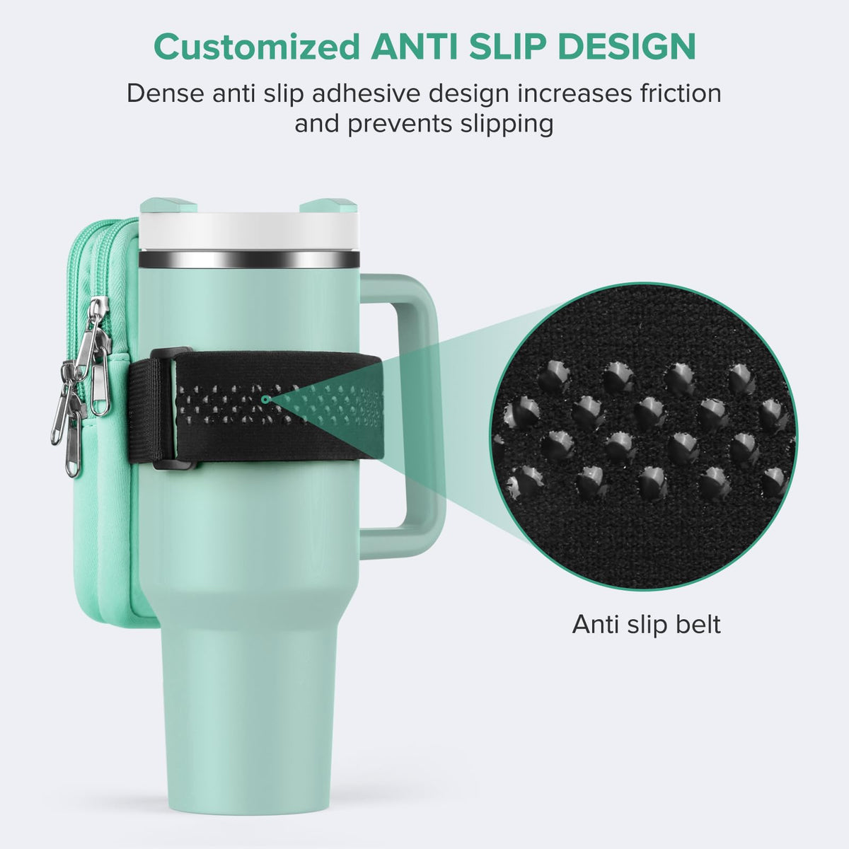 Water Bottle Pouch For Stanley Cup 40oz 30oz, Running Water Bottle Bag for Cards, Keys, Phone, Gym Accessories For Men Women, Travel Tumbler Mug Pouch Compatible With Stanley, Simple Modern(Green)