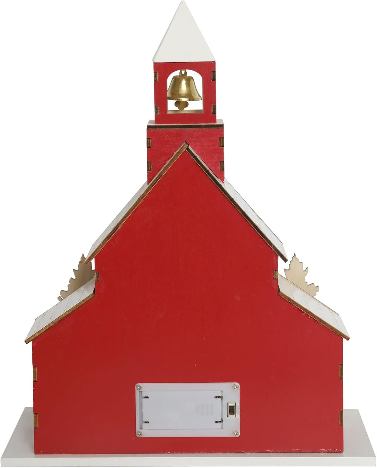 Skiennix Wooden Lighted Christmas Church Decor - 11.8" LED Village Chapel with Bell Tower | Battery Operated Rustic Tabletop Centerpiece for Holiday Home Decor